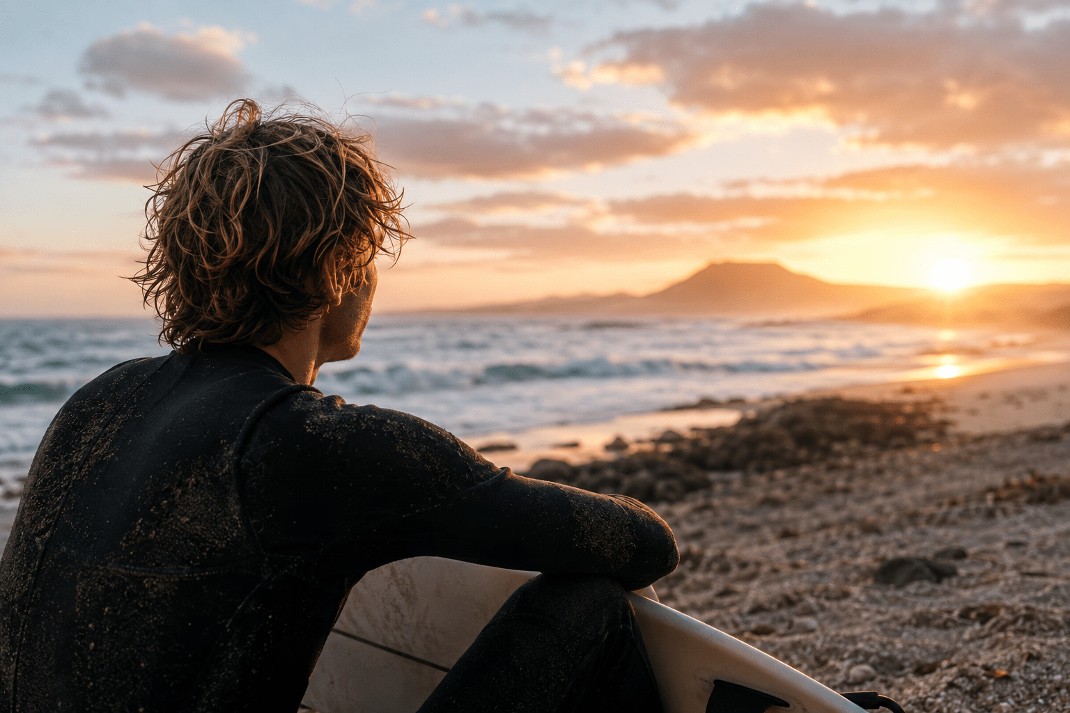 What surfing teaches us. A guy overlooking the water